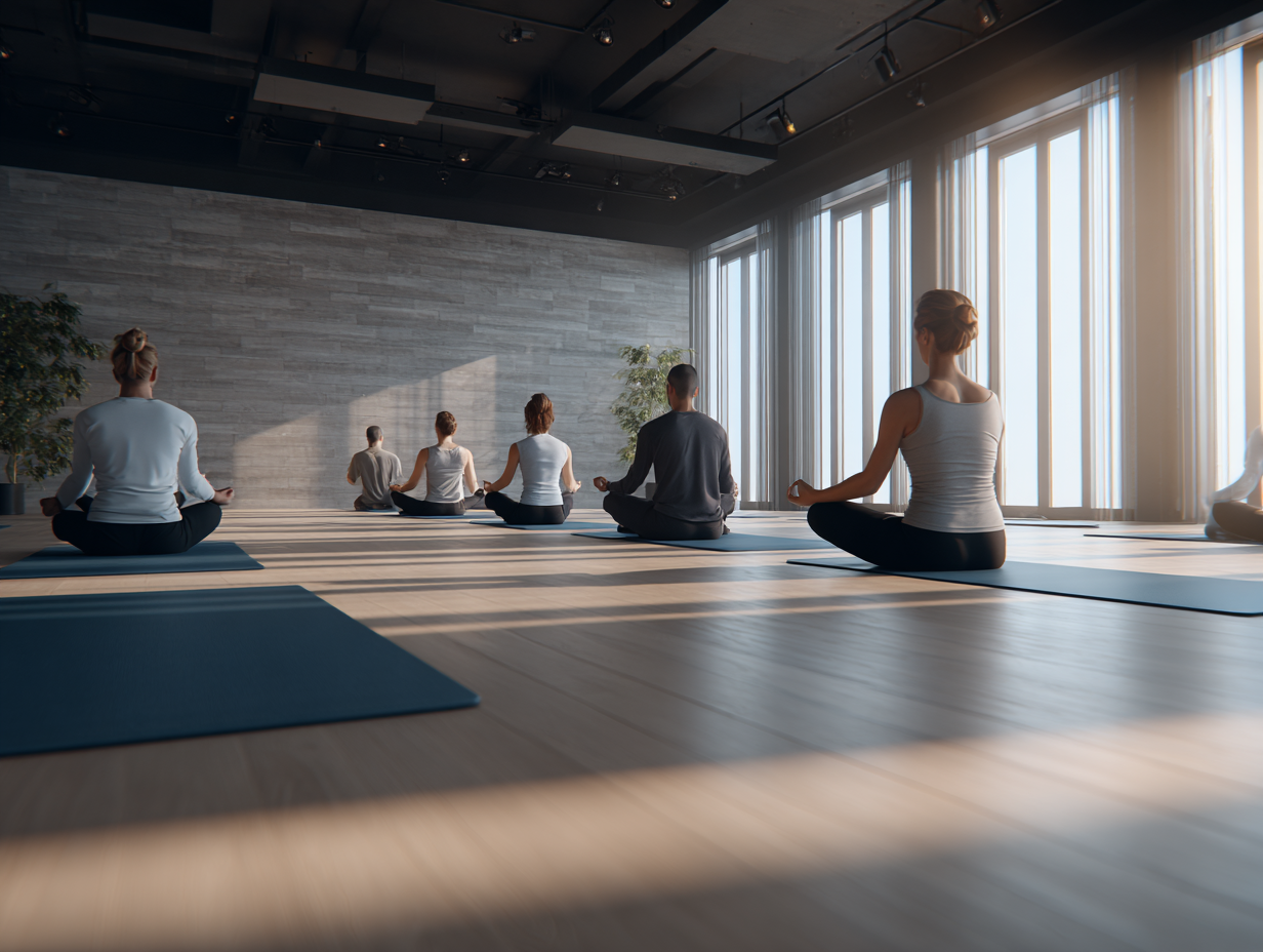 Інструктор йоги демонструє асану в спокійній атмосфері